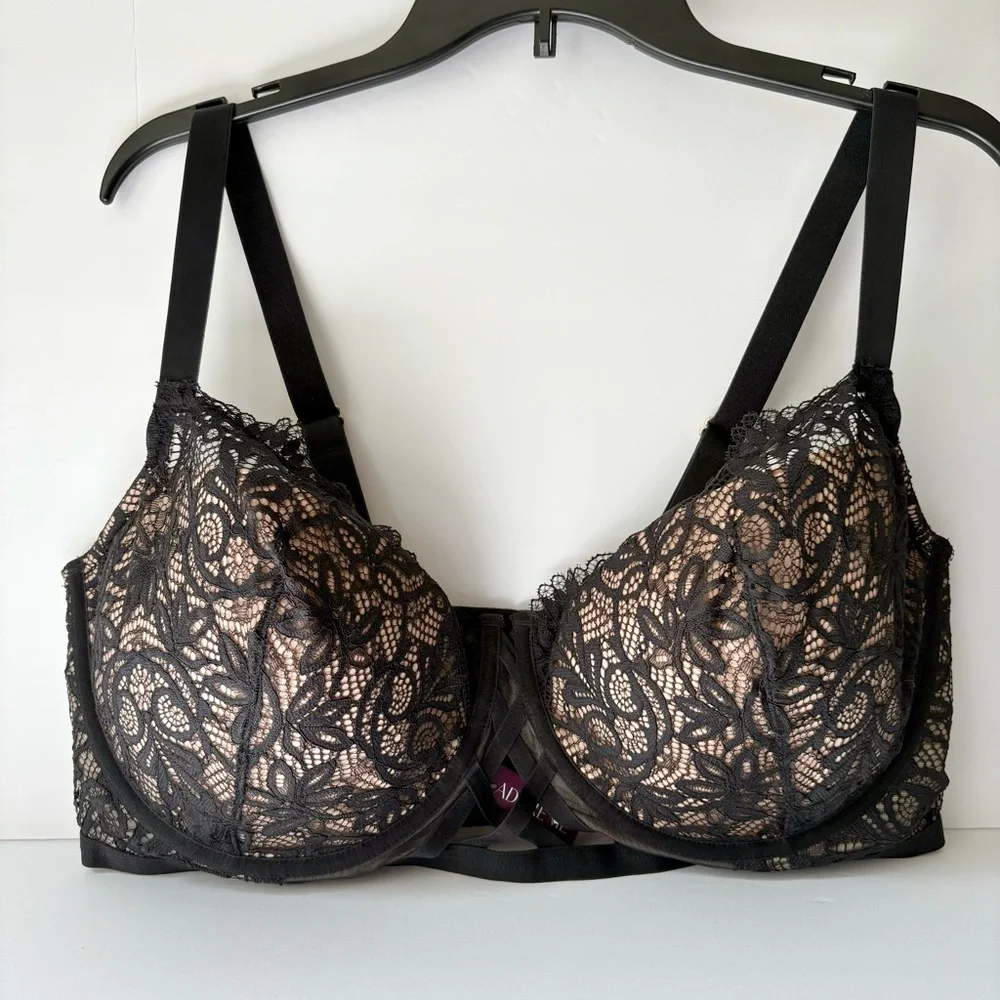 Adore Me Nude Black Lace Push Up Bra